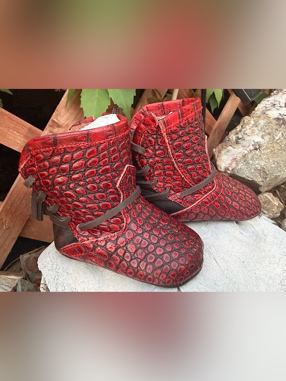 FREEBIRD Baby Red Leather Western Boots 3-6M NEW